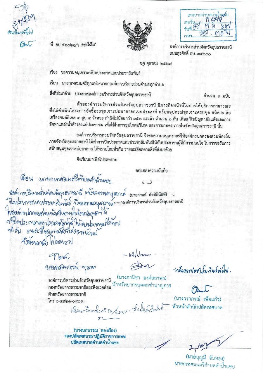 ประกาศ อบจ.กำหนดหลักเกณฑ์ขอสนับสนุนขุดเจาะบาดาล